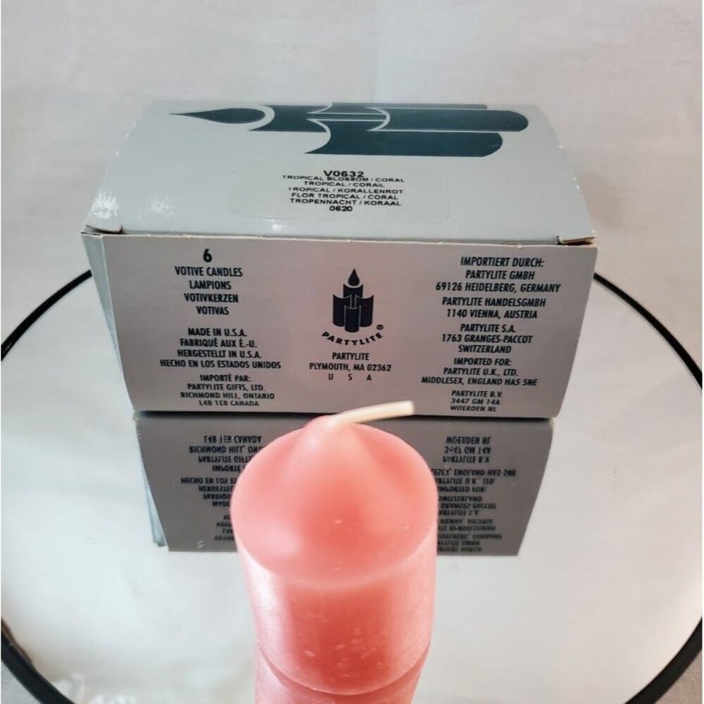 Vintage PartyLite Tropical Blossom Scented Votive Candles 6-Pack NOS Coral